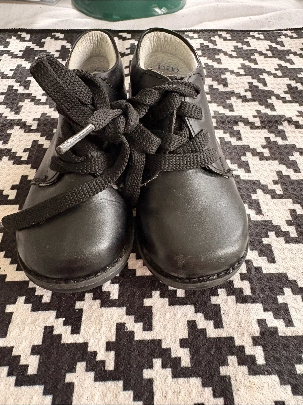 Vintage Taps by Andan Toddler Black Leather Wide Laces Size 5 Made in Mexico